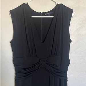 Anne Klein Black V-Neck Knot-Front Midi Dress Size Large